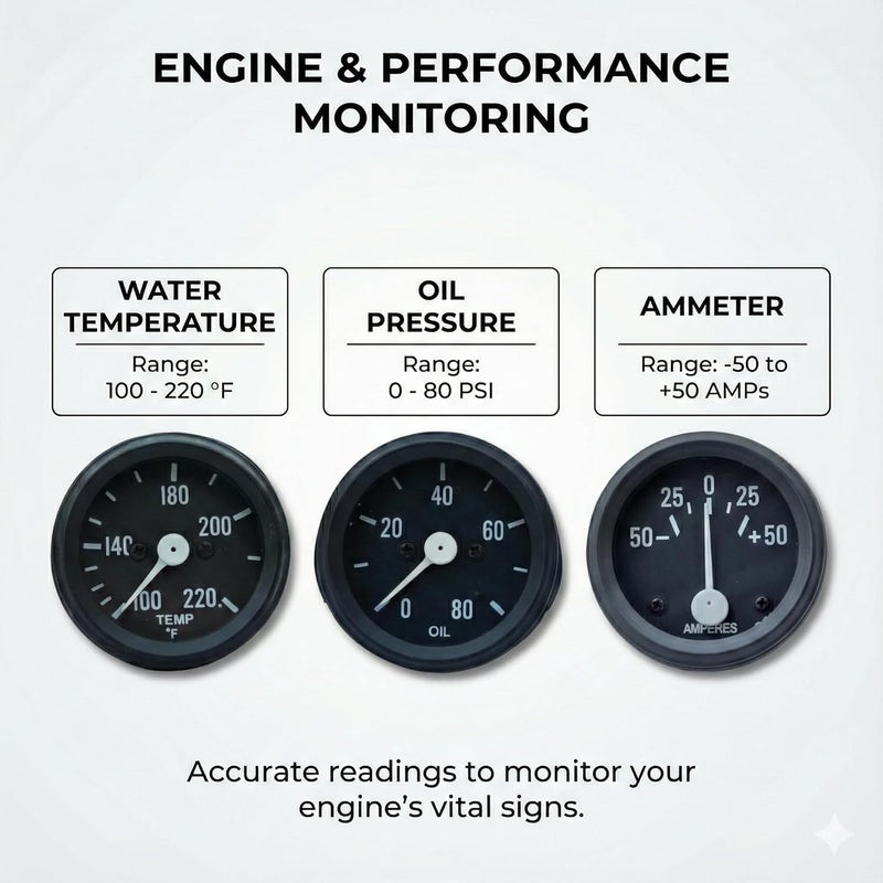 VR Autopedia Gauge Set for Willys Jeeps FD Speedometer Assembly 0-60 MPH Fits- 1946-1964 CJ-2A, 3A, 3B, M38, M38A1, MB GPW CJ2A CJ3A, CJ3B Millitary Trucks & Jeeps | GPW Black Bezels by - Image 3